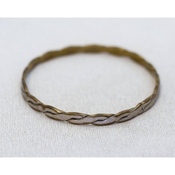 8 inch, Vintage Rope Knot Style Brass Bangle - AX9 - Picture 1 of 3